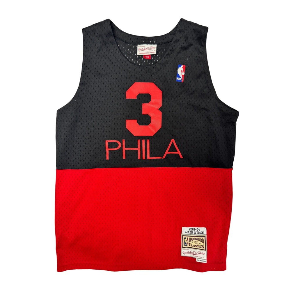 Mitchell & Ness Allen Iverson 76ers Jersey Kids Large 14-16 Black Red 2003-04